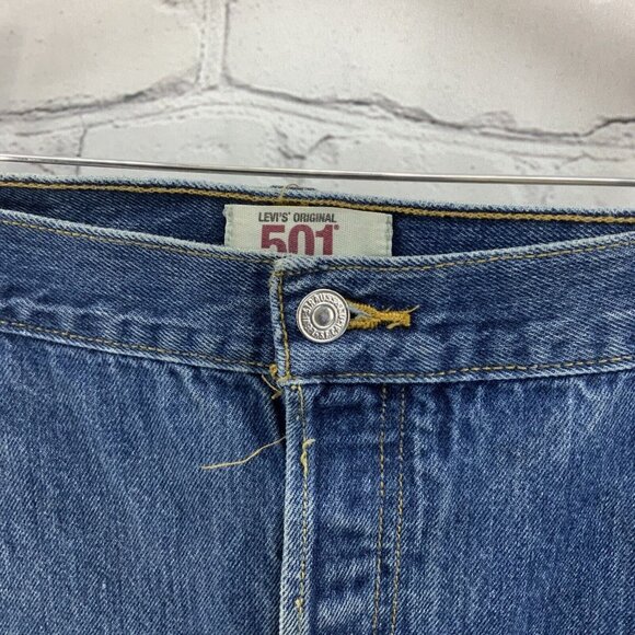 Levi’s Original 501 Straight Leg Button Fly Blue Jeans Mens Sz 44 x 30 - Picture 3 of 13